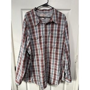 Filson Mens Twin Lakes Sport Shirt Rust Cream UPF Protection Utility Sz XXXL